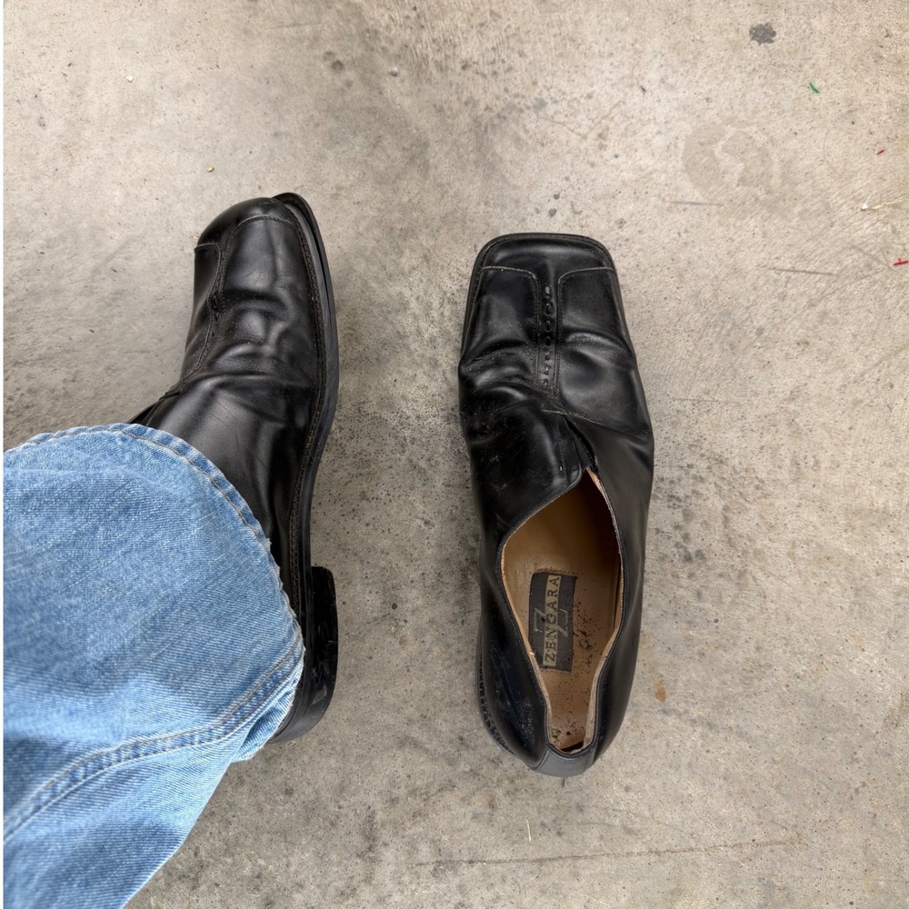 Zengara Mens Black Leather Square Toe Loafers Slip On Dress Shoes Tabi Style 10M